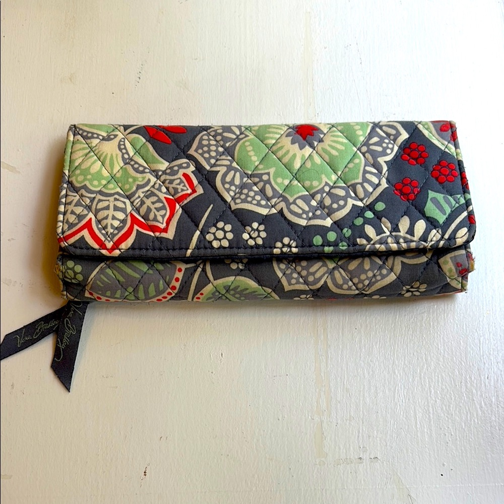 Vera Bradley Gray and Red Paisley Clutch/wallet.